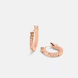 🔹️Coach 🔹️ Pave Signature Rose Gold Huggie Earrings